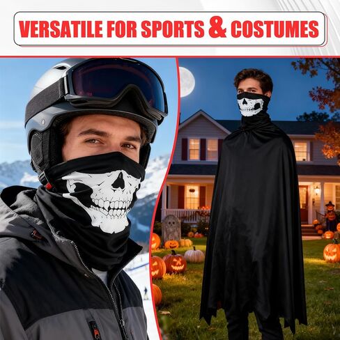 3 Pack Skull Balaclava Face Mask - Breathable Windproof Neck Gaiter for Motorcycle Riding, Skiing, Halloween Costume Accessories in Saudi Arabia