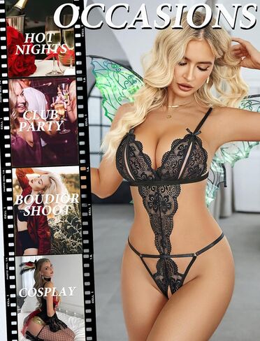 Avidlove Sexy Lingerie for Women One Piece Lingeries Deep V Lace Teddy Bodysuit Mini Babydoll in Saudi Arabia