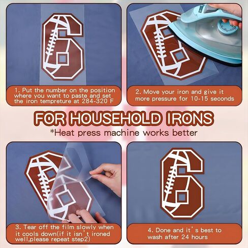 Zhanmai 10 Sheets 280 Pcs 1.65 Inch A-Z Heat Transfer Letters 8 Inch 0 to 9 Iron on Numbers Baseball Basketball Soccer Football Iron on Letters and Numbers for Team Sport T Shirt DIY(Baseball) in Kuwait