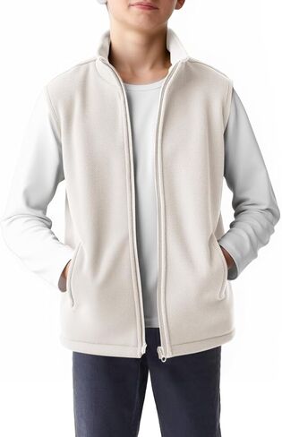 Haloumoning Boys Polar Fleece Vest Kids Full-Zip Lightweight Sleeveless Jacket Fall Winter Warm Outwear 5-14 Years in Saudi Arabia