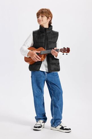 Packable Puffer Vest for Boys Lightweight Water-Resistant Kids' Outerwear Sleeveless Jacket with Zippered Pockets in Saudi Arabia