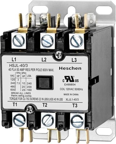 HVAC Motor Contactor, HSJL-40/1, 1 Poles, 40A, 24VAC 50/60Hz Coil, for Air Conditioner, Heat Pump, Refrigeration Systems, UL Listed in Saudi Arabia