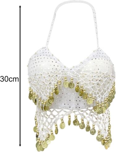 Sequin Crop Top Belly Dance Costume,Glitter Bra Tops for Club Party Adult Women in Kuwait
