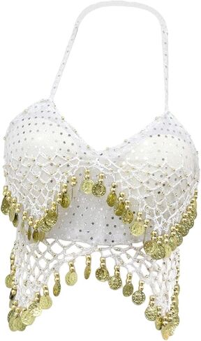 Sequin Crop Top Belly Dance Costume,Glitter Bra Tops for Club Party Adult Women in Kuwait