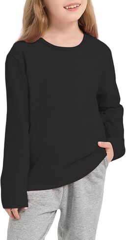 الفتيات/الصغار القمصان طويلة الأكمام الأطفال طاقم كروك القطن الناعم قمم الفتيات الطويلة الأكمام الطويلة (2-14years) in Kuwait