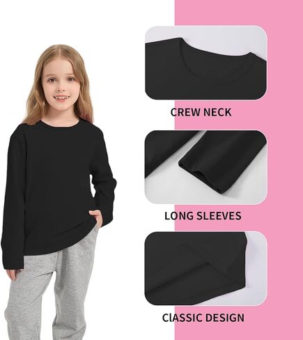 الفتيات/الصغار القمصان طويلة الأكمام الأطفال طاقم كروك القطن الناعم قمم الفتيات الطويلة الأكمام الطويلة (2-14years) in Kuwait