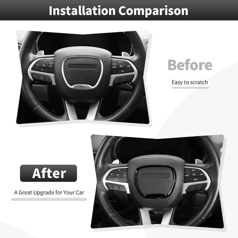CheroCar Central Control Steering Button Frame Trim Car Interior Decoration Fit for Dodge Challenger Durango Charger 2015-2025 Interior Accessories,Black Carbon Fiber in Saudi Arabia
