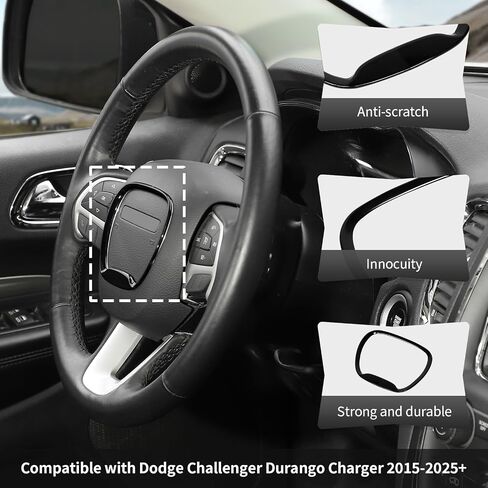 CheroCar Central Control Steering Button Frame Trim Car Interior Decoration Fit for Dodge Challenger Durango Charger 2015-2025 Interior Accessories,Black Carbon Fiber in Saudi Arabia
