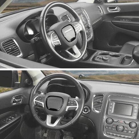 CheroCar Central Control Steering Button Frame Trim Car Interior Decoration Fit for Dodge Challenger Durango Charger 2015-2025 Interior Accessories,Black Carbon Fiber in Saudi Arabia