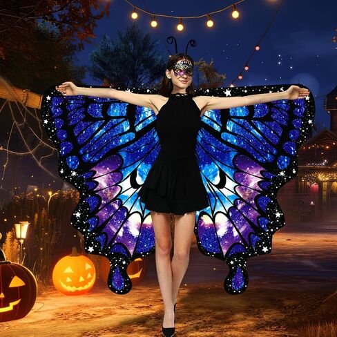زي فراشة الطباعة على الوجهين للنساء ، أجنحة فراشة البالغين للمرأة ، أزياء الهالوين الخيالية الجناح in Kuwait