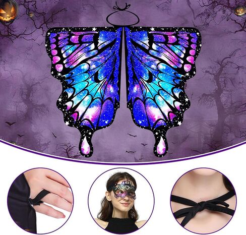 زي فراشة الطباعة على الوجهين للنساء ، أجنحة فراشة البالغين للمرأة ، أزياء الهالوين الخيالية الجناح in Kuwait