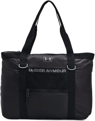 Under Armour Womens Studio Packable Tote Bag, (001) Black / / Metallic Gun Metal, One Size Fits Most in Saudi Arabia