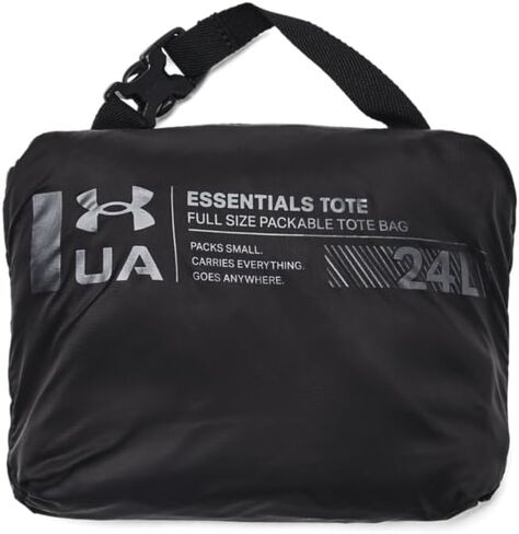 Under Armour Womens Studio Packable Tote Bag, (001) Black / / Metallic Gun Metal, One Size Fits Most in Saudi Arabia
