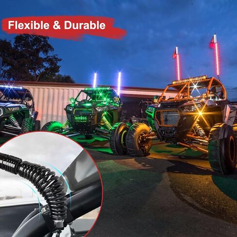 2PCS WHIP LIGHT RIPRING RIPT RIPT ، إصدار مزدوج لإصدار LED LED LED LID BASE لـ UTV ATV PORLOS CAN-AM MAVERICK X3 Sportsman in Kuwait