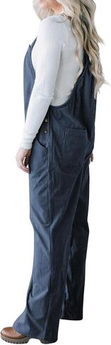 Womens Corduroy Overalls Wide Leg Loose Adjustable Straps Baggy Overalls Casual Sleeveless Jumpsuits in Saudi Arabia