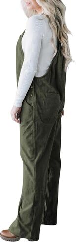 Womens Corduroy Overalls Wide Leg Loose Adjustable Straps Baggy Overalls Casual Sleeveless Jumpsuits in Saudi Arabia
