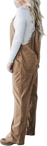 Womens Corduroy Overalls Wide Leg Loose Adjustable Straps Baggy Overalls Casual Sleeveless Jumpsuits in Saudi Arabia