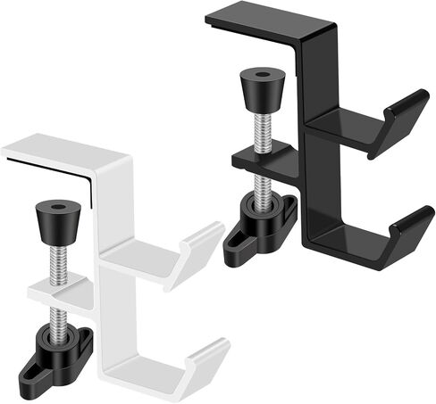 Desktop Hook Under-Table Handbag Hanger Wallet Hook Simple for Holiday Decoration Desktop Backpack Rack Headphone Hanger 2-Piece Pack Double Hook (Black) in Saudi Arabia