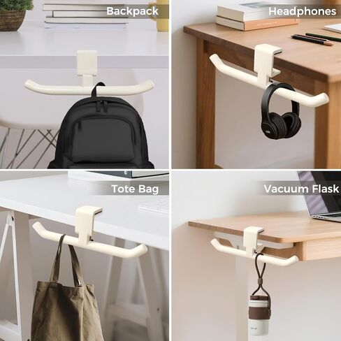 80-lb Heavy-Duty Bag Hook for Desk or Table,Adjustable Purse Hanger,Purse Hook,Backpack Holder for Table & Handbag Hanger,Space-Saving Organizer for Classroom, Dorm Office,Home,and Cafe Tables (Black) in Saudi Arabia