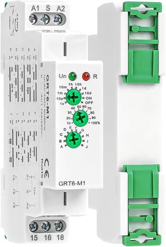 Multifunction Time Delay Relays AC DC 24V-240 Volt, 10A Mini Adjustable Timer Switch ON Off GRT6-M1, with 10 Electrical Timers Relay Control Delay Function for 1 Minute to 10 Days, DIN Rail Mount in Kuwait