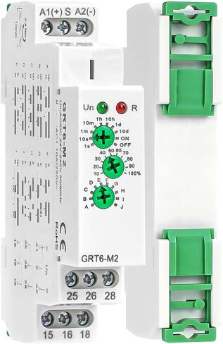 Multifunction Time Delay Relays AC DC 24V-240 Volt, 10A Mini Adjustable Timer Switch ON Off GRT6-M1, with 10 Electrical Timers Relay Control Delay Function for 1 Minute to 10 Days, DIN Rail Mount in Kuwait