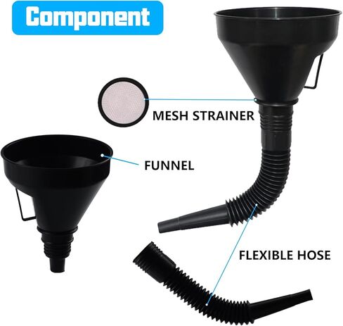 مجموعة قمع السيارات من HexinYigjly مكونة من 4 قطع، مسارات وقود واسعة الفم، مسارات زيت بلاستيكية طويلة الرقبة، مسارات مرنة للزاوية اليمنى، مع فوهة قابلة للفصل وفلتر للمياه/البنزين/المبرد/زيت المحرك in Kuwait