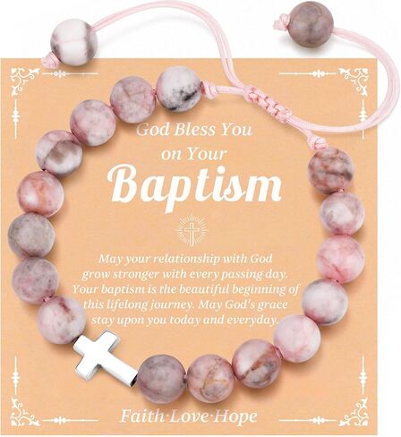925 Sterling Silver Cross Bracelet for Girls, Christian Gifts for Kids Teens Faith Inspirational Christian Beaded Bracelets Religious Jewelry for First Communion Confirmation Baptism Birthday in Kuwait