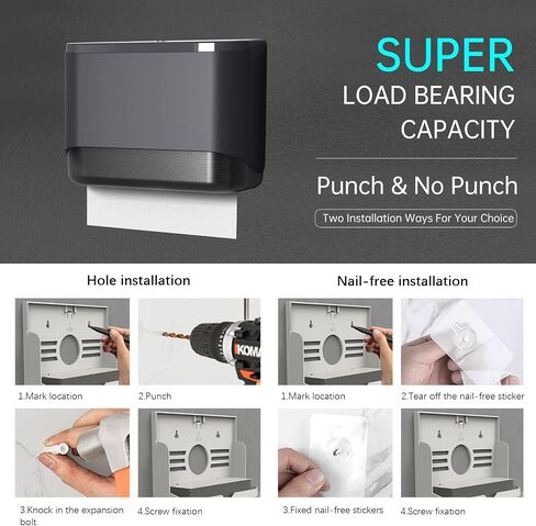 300+ Multifold Paper Towel Dispenser Large Capacity Wall Mount Tissue Dispensers with Smart Lock, 12.0" L x 3.8" W x 30.3" H, White in Saudi Arabia