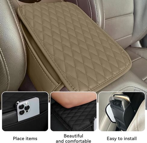 تغطية صندوق مسند الذراعين للسيارة سيارة منظمة وحدة تحكم جلدية من الدرجة من الدرجة الماسية مع غطاء وحدة تحكم مركبة مركبة عالمية للتخزين الجانبي ، معظم المركبات ، سيارات الدفع الرباعي ، الشاحنة. (أسود) in Kuwait