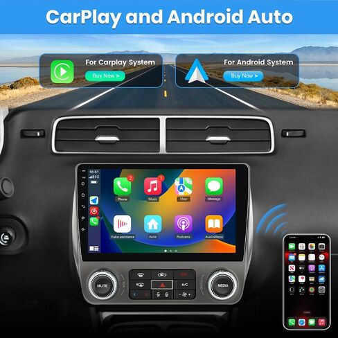 AWESAFE Android Car Stereo for Chevrolet Chevy Camaro 2010 2011 2012 2013 2014 2015, 10" Touch Screen Radio Upgarde WiFi Bluetooth 4G Online GPS Navigation CarPlay Android Auto, 4GB+64GB in Saudi Arabia