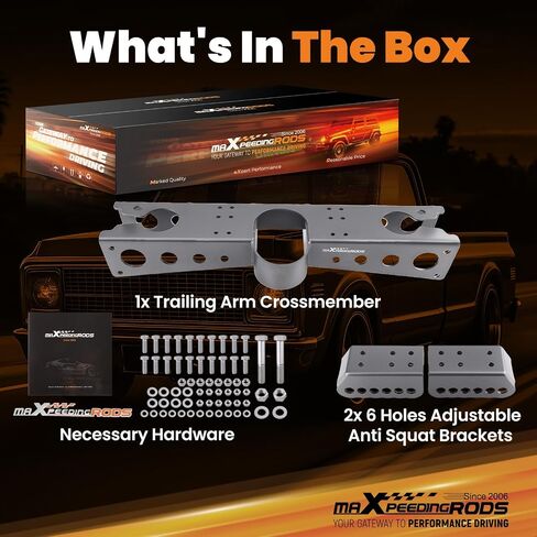 MaxPeedingRods Tracking Arm Crossmember for Chevy/GMC C10 C15 1963-1972 ، 6 ثقوب قابلة للتعديل القرفصاء للسيارات انخفضت 6 "أو أكثر in Kuwait