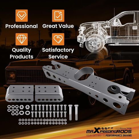 MaxPeedingRods Tracking Arm Crossmember for Chevy/GMC C10 C15 1963-1972 ، 6 ثقوب قابلة للتعديل القرفصاء للسيارات انخفضت 6 "أو أكثر in Kuwait