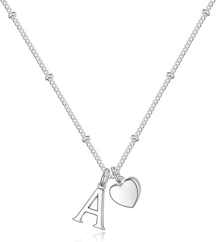 Heart Initial Necklaces for Girls -925 Silver Necklace for Women Teen Girl Gifts Dainty Heart Pendant Silver Initial Necklaces for Women Jewelry for Girls Necklace for Teen Girl Gifts in Kuwait