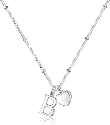 Heart Initial Necklaces for Girls -925 Silver Necklace for Women Teen Girl Gifts Dainty Heart Pendant Silver Initial Necklaces for Women Jewelry for Girls Necklace for Teen Girl Gifts in Kuwait
