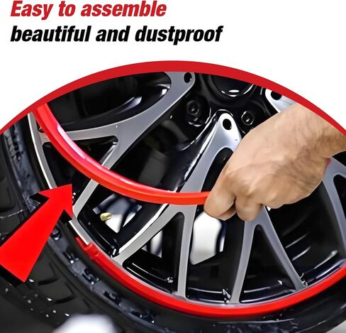 4-Pack Alloy Rim Protector for Car Wheels–Fits 12 to 24 Inch Wheels – No-Scratch Rim Guards for Curb Rash & Scuffs–Adhesive-Free Universal Fit Wheel Edge Protectors(red) in Saudi Arabia