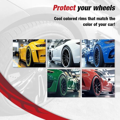 4-Pack Alloy Rim Protector for Car Wheels–Fits 12 to 24 Inch Wheels – No-Scratch Rim Guards for Curb Rash & Scuffs–Adhesive-Free Universal Fit Wheel Edge Protectors(red) in Saudi Arabia
