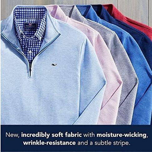 سترة صوفية رجالي من Vineyard Vines بسحاب ربع سحاب، بلون وردي غامق، مقاس متوسط in Kuwait