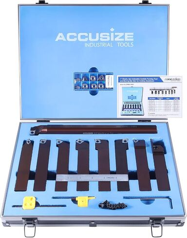 Accusize Industrial Tools 1" 9 Pieces/Set, Indexable Carbide Turning Tools and Boring Bar, 2988-0001 in Saudi Arabia