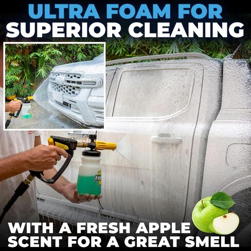 Ultra Foam & Power Foaming Car Wash Soap (16 oz) - Pressure Washer Foam Cannon Car Soap Shampoo - Made for Cars, Trucks, Motorcycles, RVs & More (Apple Scent) - Incl 2 Microfiber Towels in Saudi Arabia