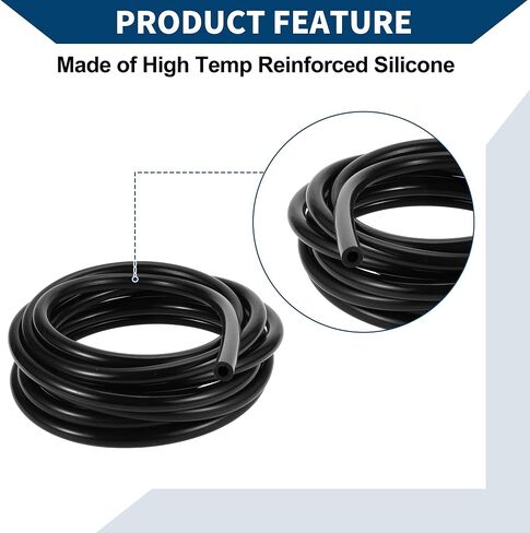 Silicone Vacuum Tubing Hose Automotive Vacuum Line High Temperature 20FT 5/16" 8mm ID 3.5mm Thickness 1 Pc Black in Saudi Arabia