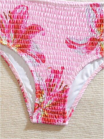 Wdirara Girl's Floral Swimsuit مدخن البيكيني عالي الخصر in Saudi Arabia