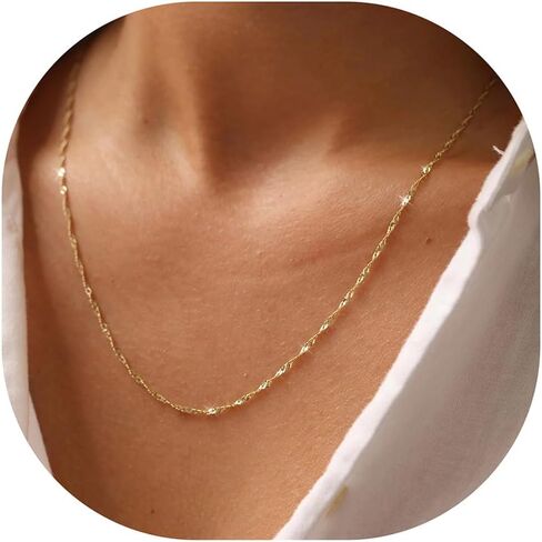 BAYLAY Gold Chain Necklace for Women - 18K Gold Plated Necklace Chain Dainty Gold Necklace for Women Gold Chain Gold Necklace Gold Jewelry Gifts Size 16/18/20/22/24/26 Inch in Saudi Arabia