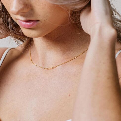 BAYLAY Gold Chain Necklace for Women - 18K Gold Plated Necklace Chain Dainty Gold Necklace for Women Gold Chain Gold Necklace Gold Jewelry Gifts Size 16/18/20/22/24/26 Inch in Saudi Arabia