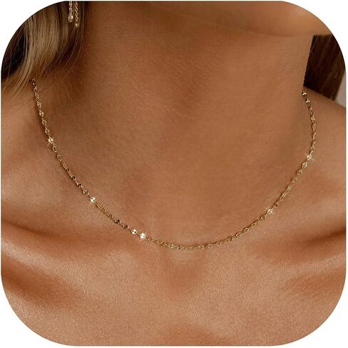 BAYLAY Gold Chain Necklace for Women - 18K Gold Plated Necklace Chain Dainty Gold Necklace for Women Gold Chain Gold Necklace Gold Jewelry Gifts Size 16/18/20/22/24/26 Inch in Saudi Arabia