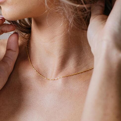 BAYLAY Gold Chain Necklace for Women - 18K Gold Plated Necklace Chain Dainty Gold Necklace for Women Gold Chain Gold Necklace Gold Jewelry Gifts Size 16/18/20/22/24/26 Inch in Saudi Arabia