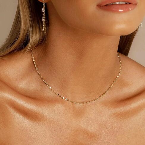 BAYLAY Gold Chain Necklace for Women - 18K Gold Plated Necklace Chain Dainty Gold Necklace for Women Gold Chain Gold Necklace Gold Jewelry Gifts Size 16/18/20/22/24/26 Inch in Saudi Arabia