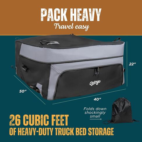 Truck Bed Cargo Bag-Waterproof Luggage Bag for Truck Bed 26 Cu. Ft Heavy-Duty PVC Truck Bed Waterproof Storage Fits Any Truck Size Dual Opening 4 Stretch Cord 2 Combination Lock (50"x40"x22") OUTnGO in Saudi Arabia
