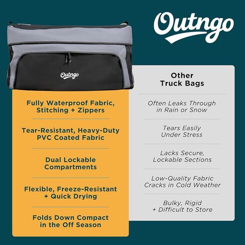 Truck Bed Cargo Bag-Waterproof Luggage Bag for Truck Bed 26 Cu. Ft Heavy-Duty PVC Truck Bed Waterproof Storage Fits Any Truck Size Dual Opening 4 Stretch Cord 2 Combination Lock (50"x40"x22") OUTnGO in Saudi Arabia