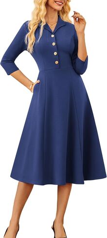 GRACE KARIN Fall Work Dresses for Women 2025,3/4 Sleeve Business Dress with Pockets,A-Line Office Professional Dresses in Saudi Arabia