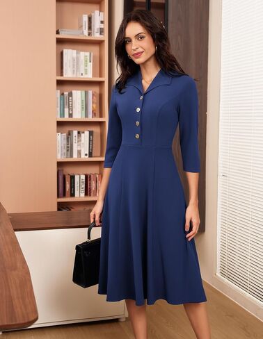 GRACE KARIN Fall Work Dresses for Women 2025,3/4 Sleeve Business Dress with Pockets,A-Line Office Professional Dresses in Saudi Arabia